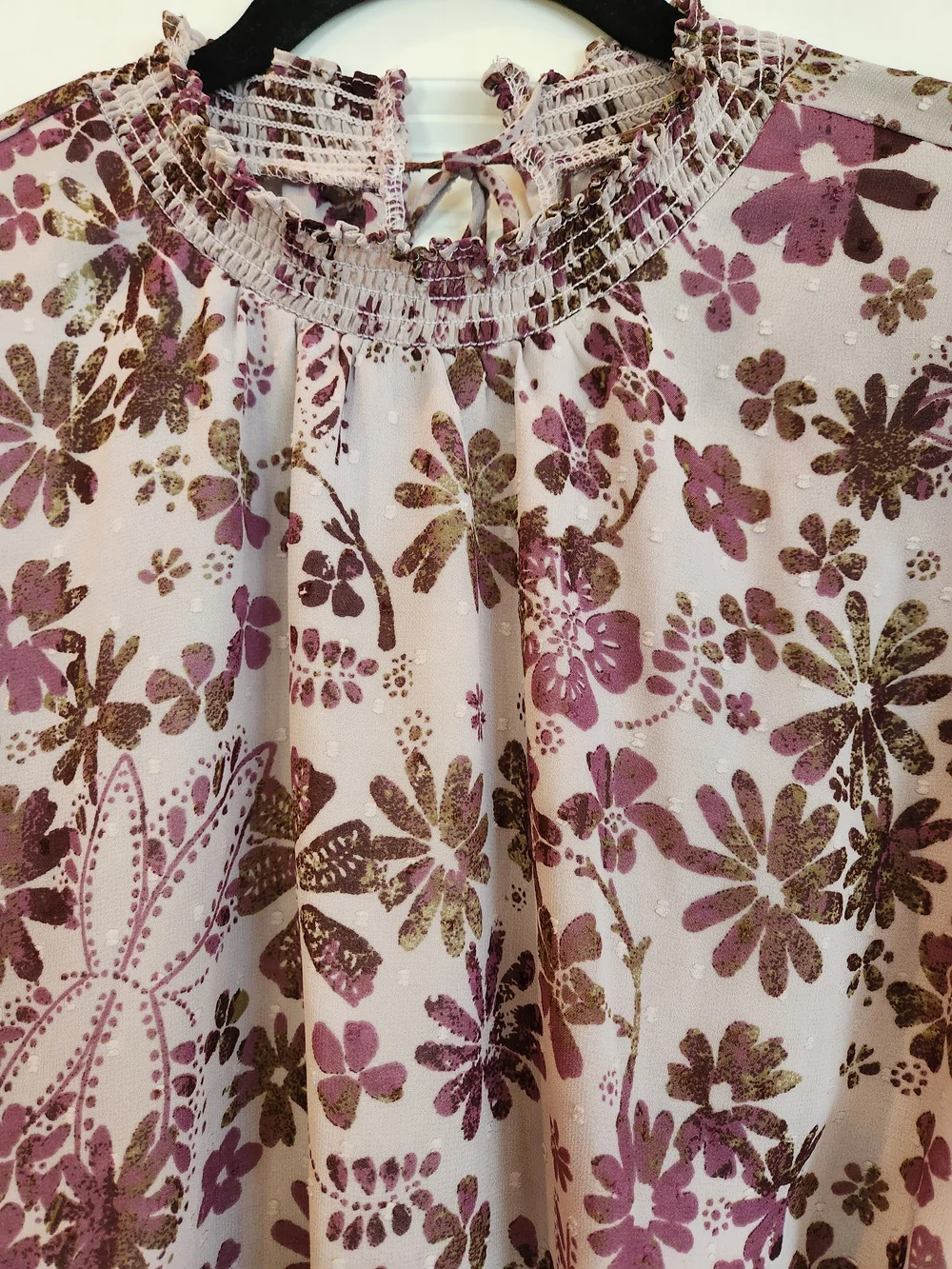 Free People Clarissa Floral Top Size XS Keyhole Tie Back Lavender/Brown Flowy